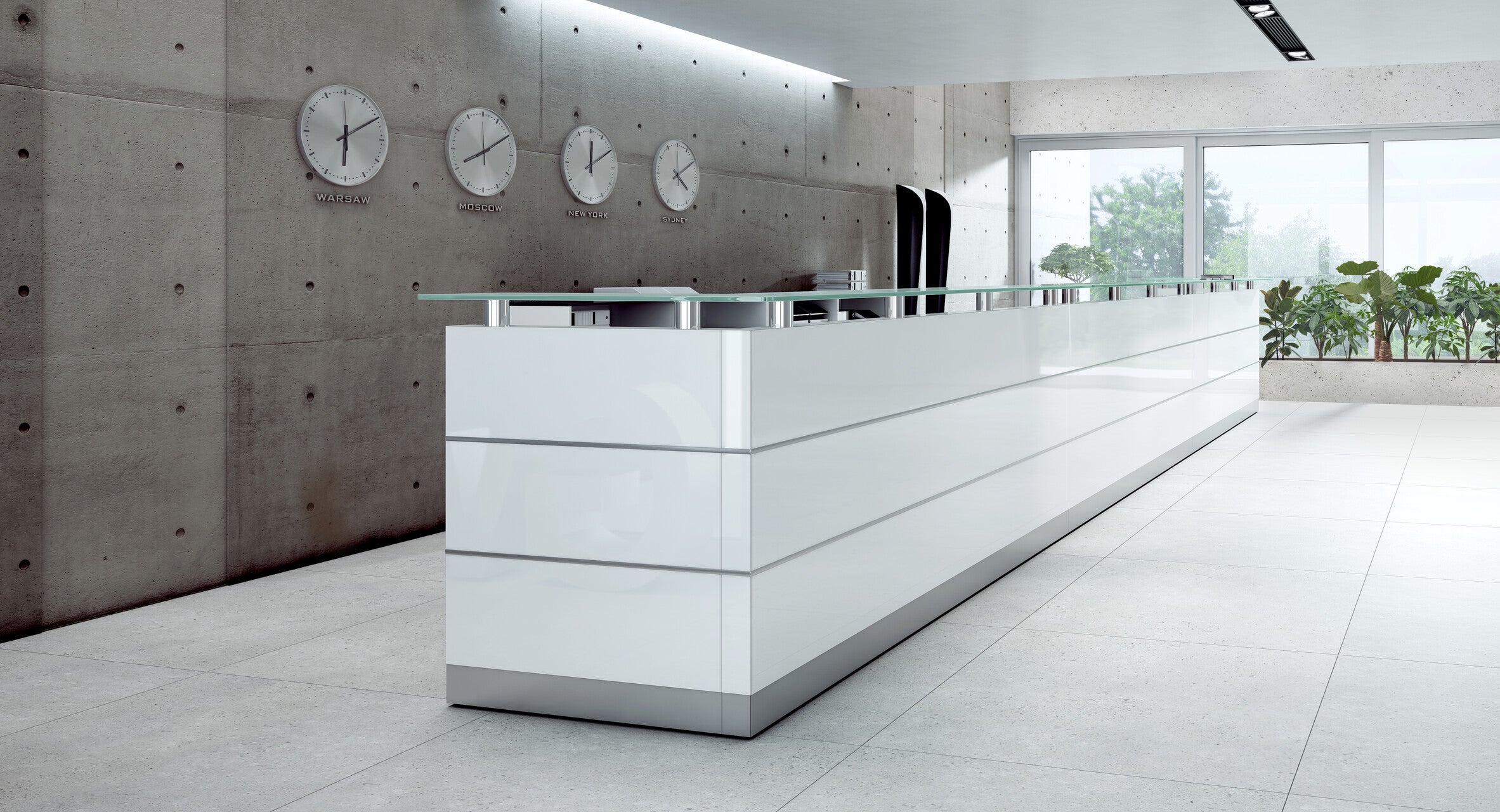 Empfangstheke Perfect 240 cm Hochglanz Weiß