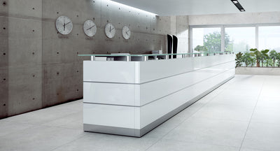 Empfangstheke Perfect 240 cm Hochglanz Weiß
