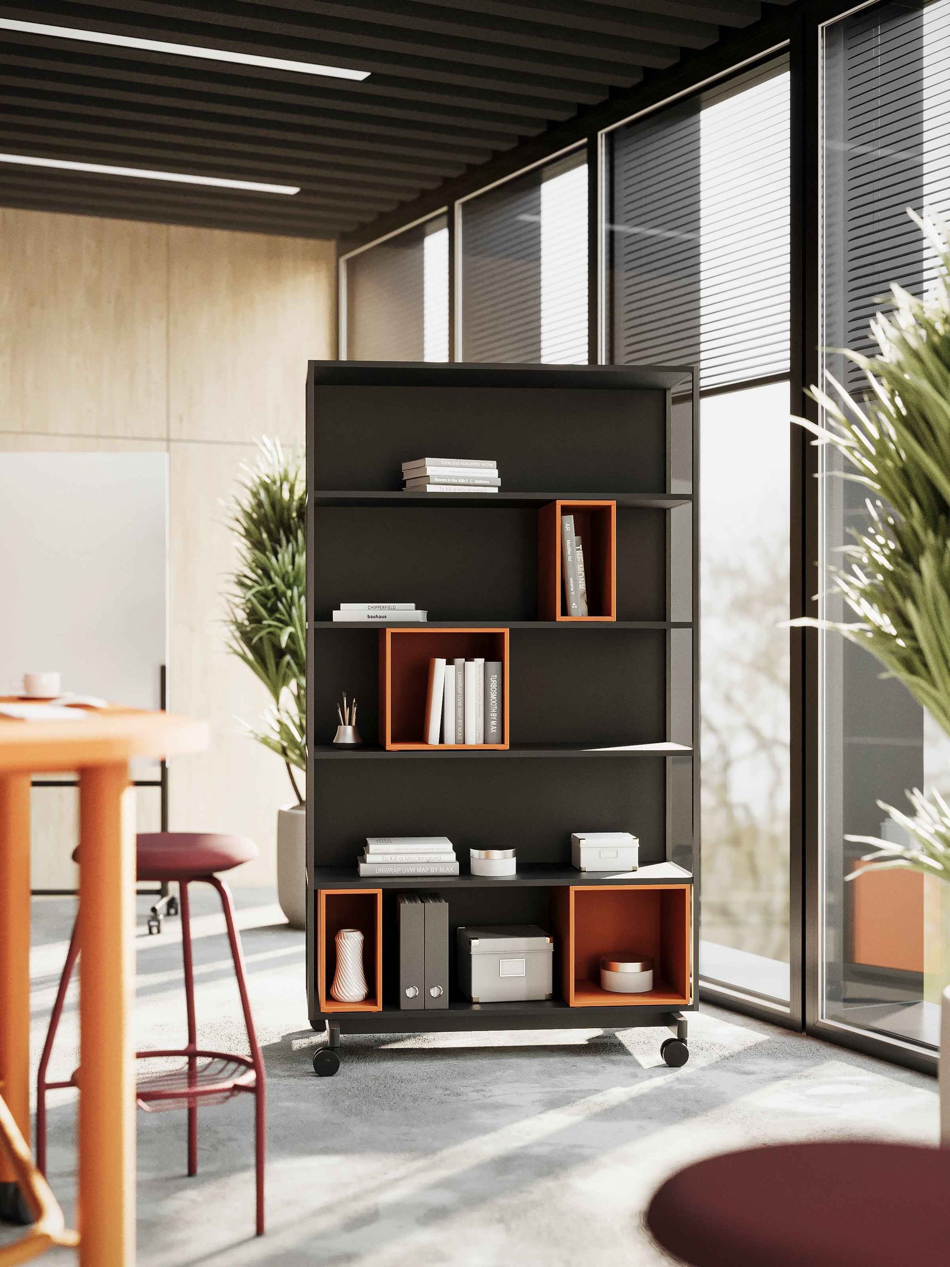 Designregal Stepp Garderobe auf Rollen