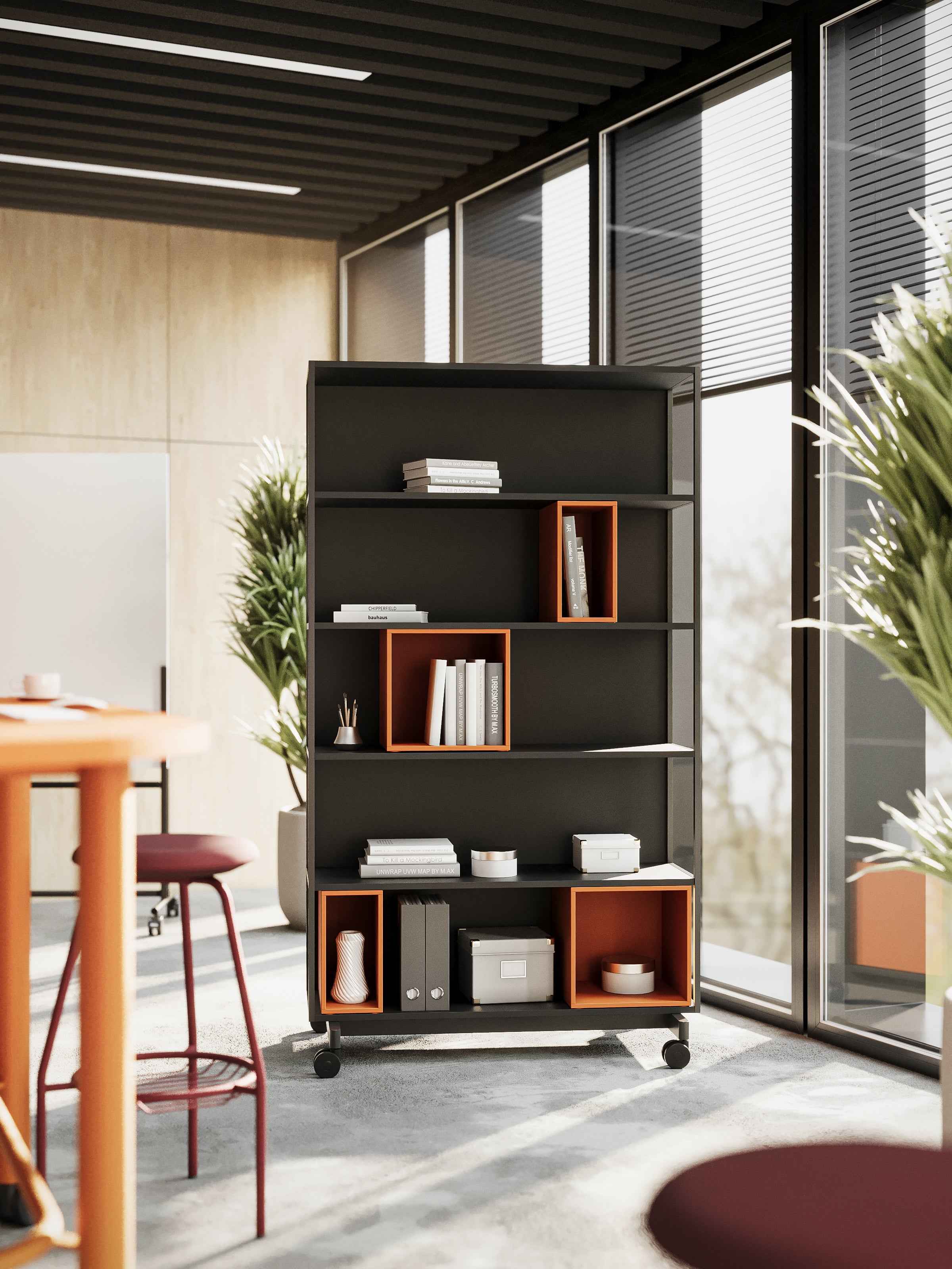 Designregal Stepp Garderobe auf Rollen