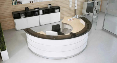 Empfangstheke Perfect gebogen Hochglanz Weiß