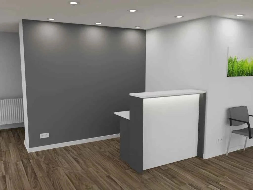 Empfangstheke AS-Basic in Weiß | Graphit – 120 cm breit