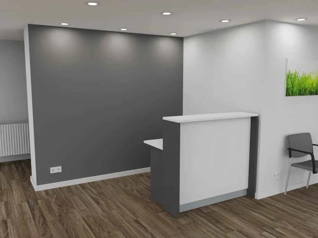 Empfangstheke AS-Basic in Weiß | Graphit – 120 cm breit