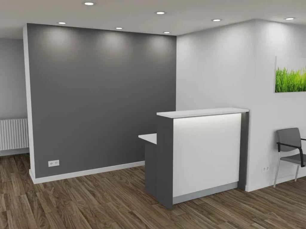 Empfangstheke AS-Basic in Weiß | Graphit – 120 cm breit