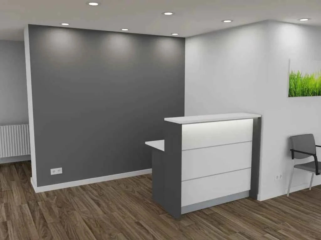 Empfangstheke AS-Basic in Weiß | Graphit – 120 cm breit