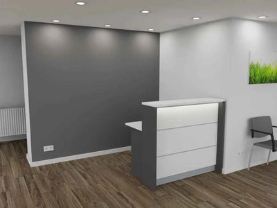 Empfangstheke AS-Basic in Weiß | Graphit – 120 cm breit