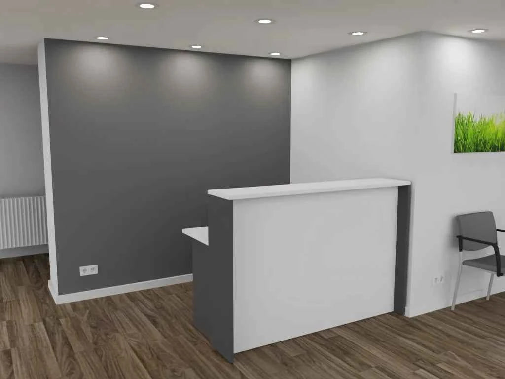 Empfangstheke AS-Basic in Weiß | Graphit – 160 cm breit