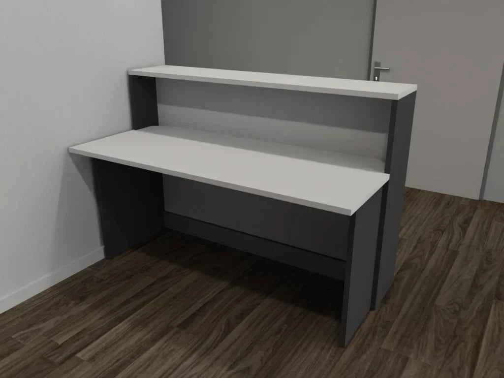 Empfangstheke AS-Basic in Weiß | Graphit – 160 cm breit