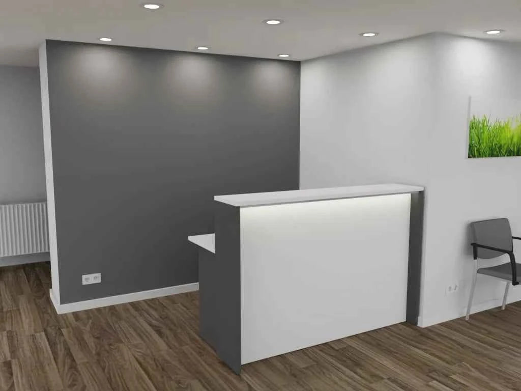 Empfangstheke AS-Basic in Weiß | Graphit – 160 cm breit