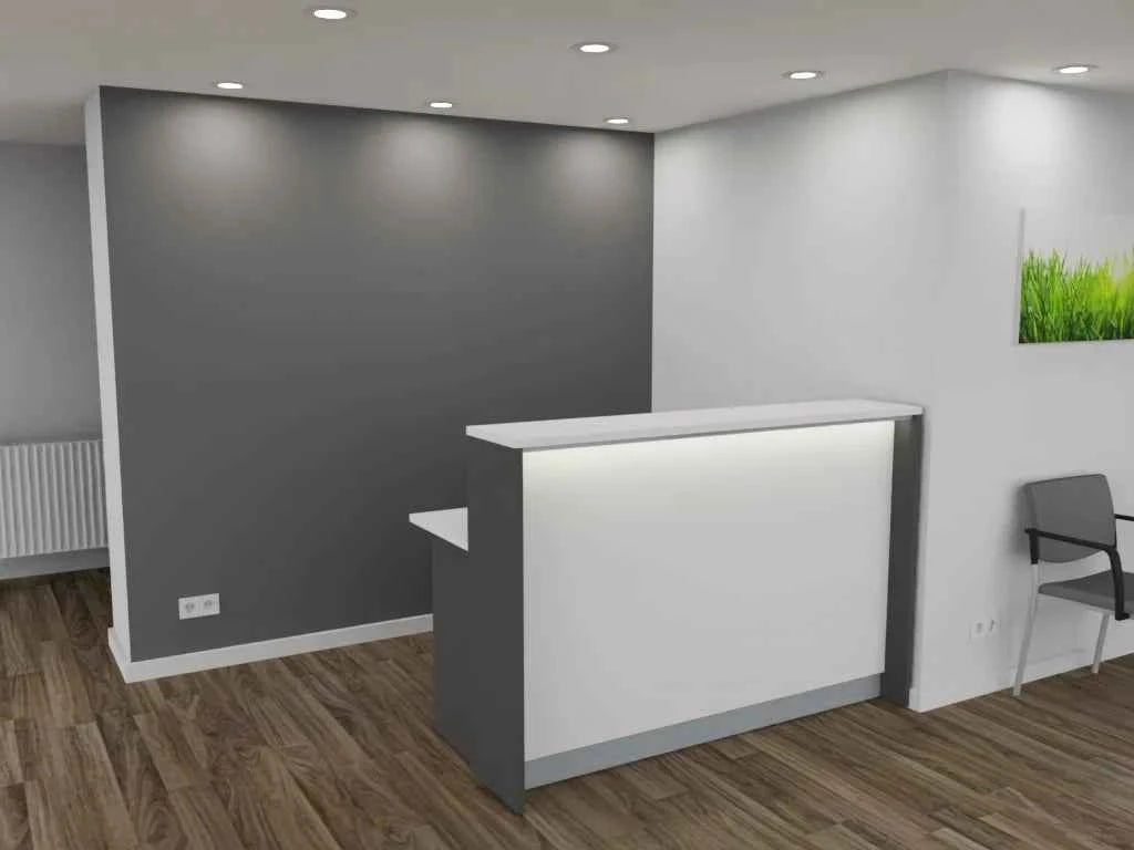 Empfangstheke AS-Basic in Weiß | Graphit – 160 cm breit