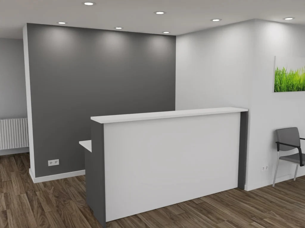 Empfangstheke AS-Basic in Weiß | Graphit – 200 cm breit