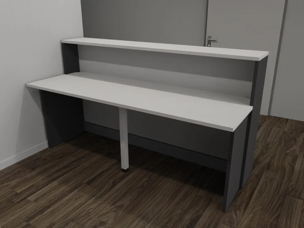 Empfangstheke AS-Basic in Weiß | Graphit – 200 cm breit