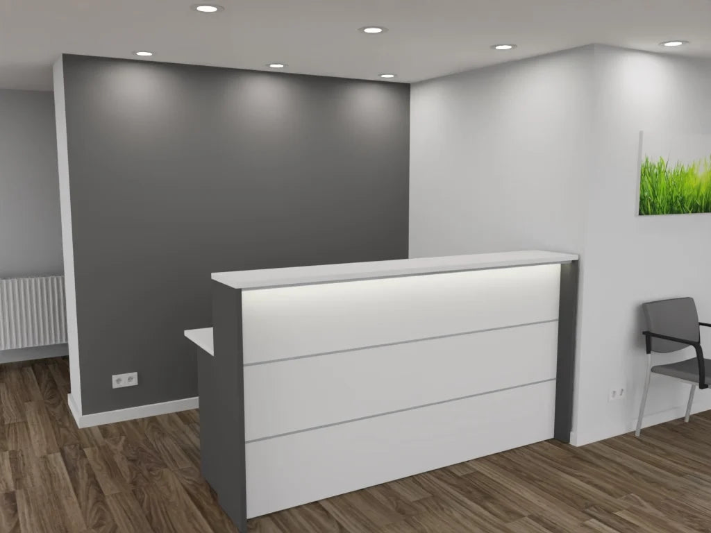 Empfangstheke AS-Basic in Weiß | Graphit – 200 cm breit