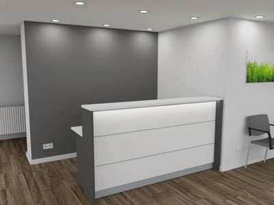 Empfangstheke AS-Basic in Weiß | Graphit – 200 cm breit