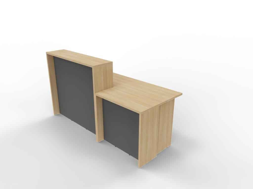 Empfangstheke AS-Line - 200 cm breit in Ahorn/Graphit mit Beraterplatz