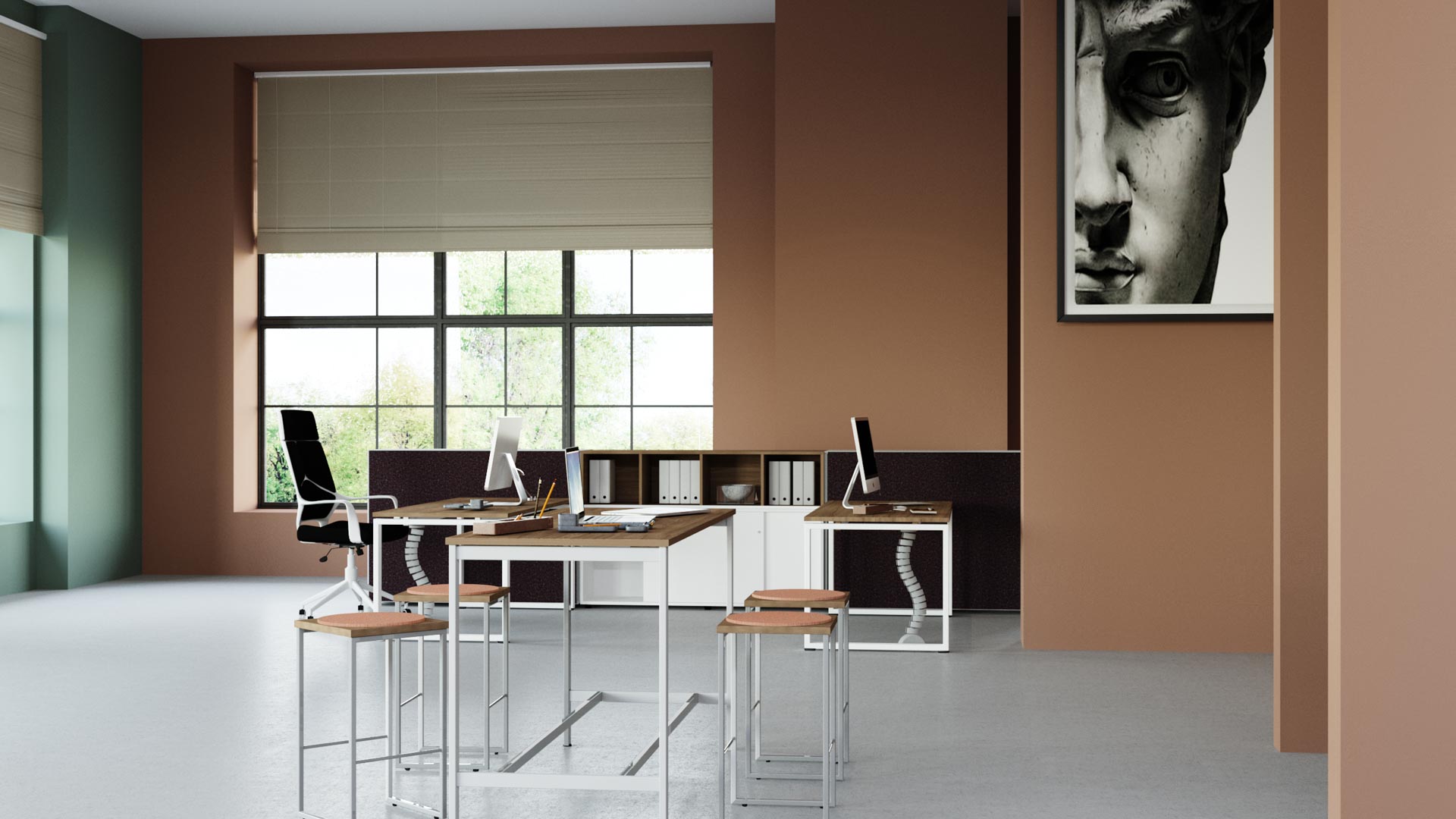 Stehtisch auf Metallgestell