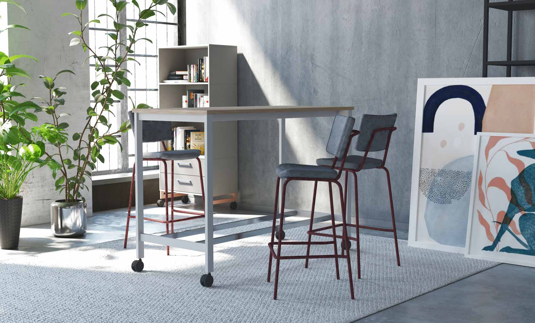 Stehtisch auf Rollen - Idea H